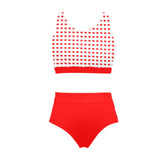 pure red print Crop Top Bikini Set (Model S21) - Objet D'Art