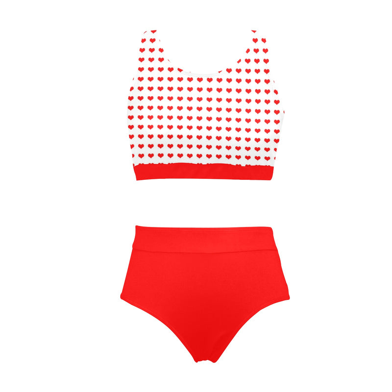 pure red print Crop Top Bikini Set (Model S21) - Objet D'Art