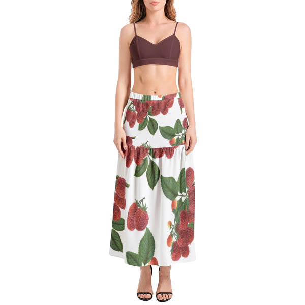 Colossal Raspberry Parfait Bralette Top and High Slit Thigh Skirt Set - Objet D'Art