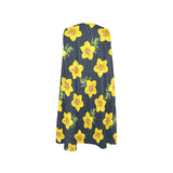 yellow floral pattern print Sleeveless A-Line Pocket Dress (Model D57) - Objet D'Art