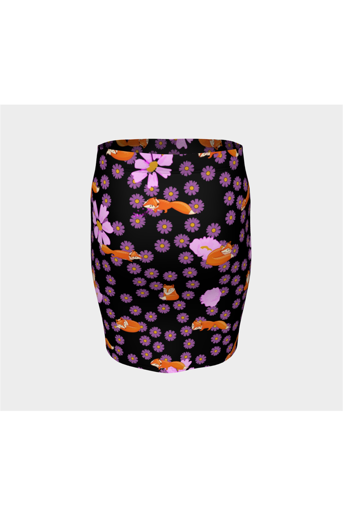 Fox and Flowers Fitted Skirt - Objet D'Art