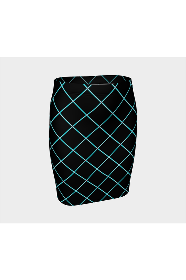 Aqua Grid Fitted Skirt - Objet D'Art