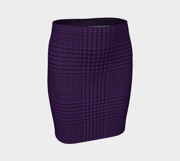 Deep Purple Houndstooth Fitted Skirt - Objet D'Art
