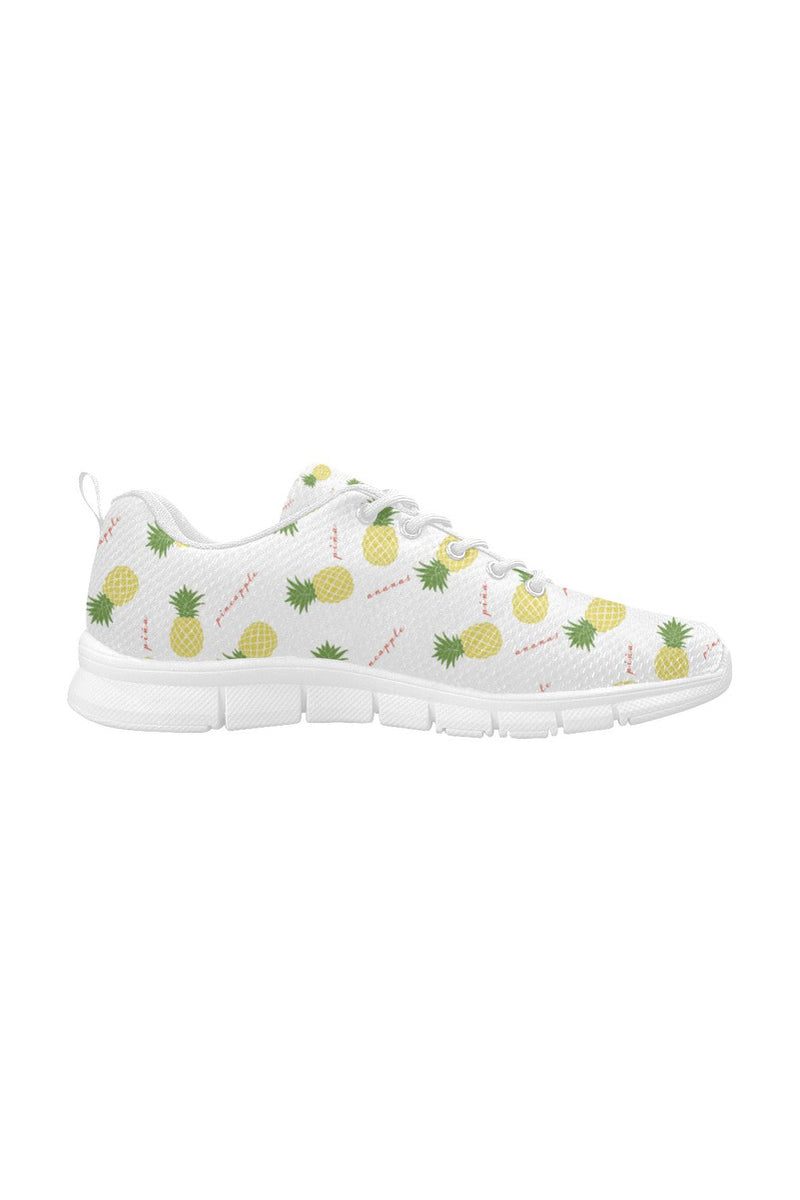 Pineapple on White Women's Breathable Running Shoes - Objet D'Art
