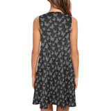 bttrfly bubbles print Sleeveless A-Line Pocket Dress (Model D57) - Objet D'Art