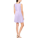 lavender key print 3 Thea Sleeveless Skater Dress(Model D19) - Objet D'Art