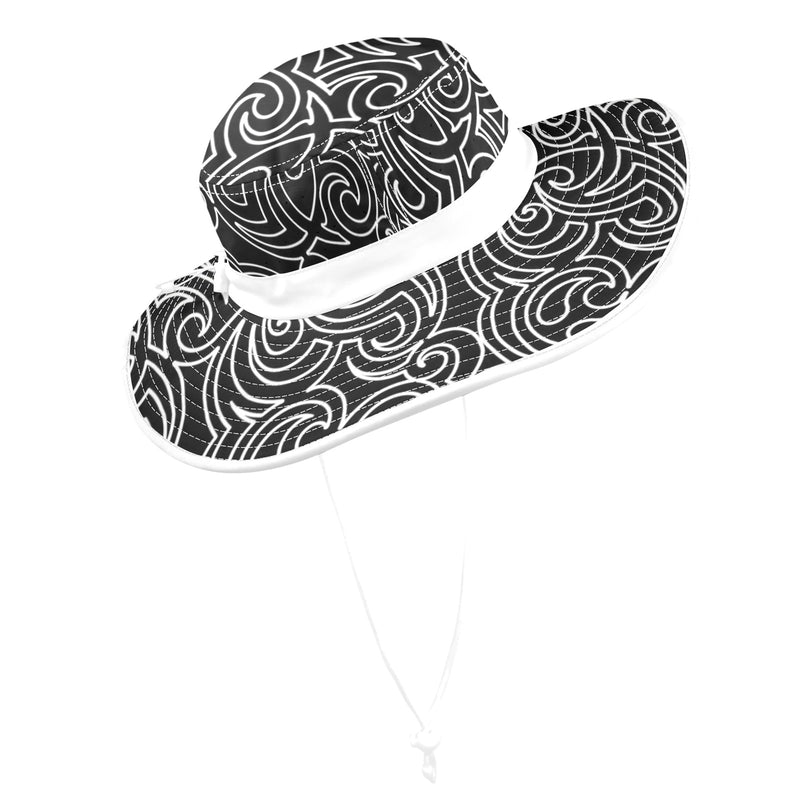 white solid print addsart Wide Brim Bucket Hat - Objet D'Art