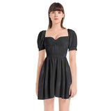 Puff Sleeve Sweetheart Neck Short Dress - Objet D'Art