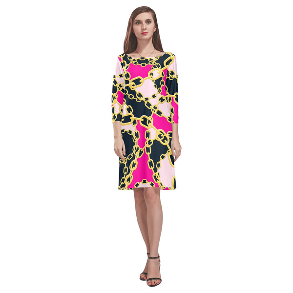 Chained Maiden fuchsia Rhea Loose Round Neck Dress(Model D22) - Objet D'Art