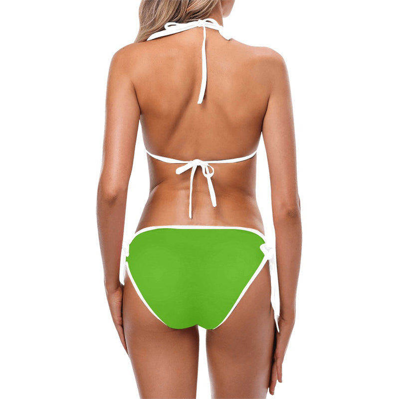 froggy green print Custom Bikini Swimsuit (Model S01) - Objet D'Art