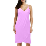 light purple pink solid Spaghetti Strap Backless Beach Cover Up Dress (Model D65) - Objet D'Art