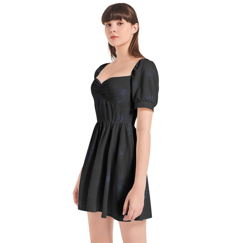 Puff Sleeve Sweetheart Neck Short Dress - Objet D'Art