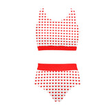 pure red print Crop Top Bikini Set (Model S21) - Objet D'Art