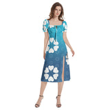 Puff Sleeve Split Thigh Midi Dress - Objet D'Art