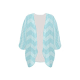 greek key chevron light blue print 2 Women's Kimono Chiffon Cover Up (Model H51) - Objet D'Art