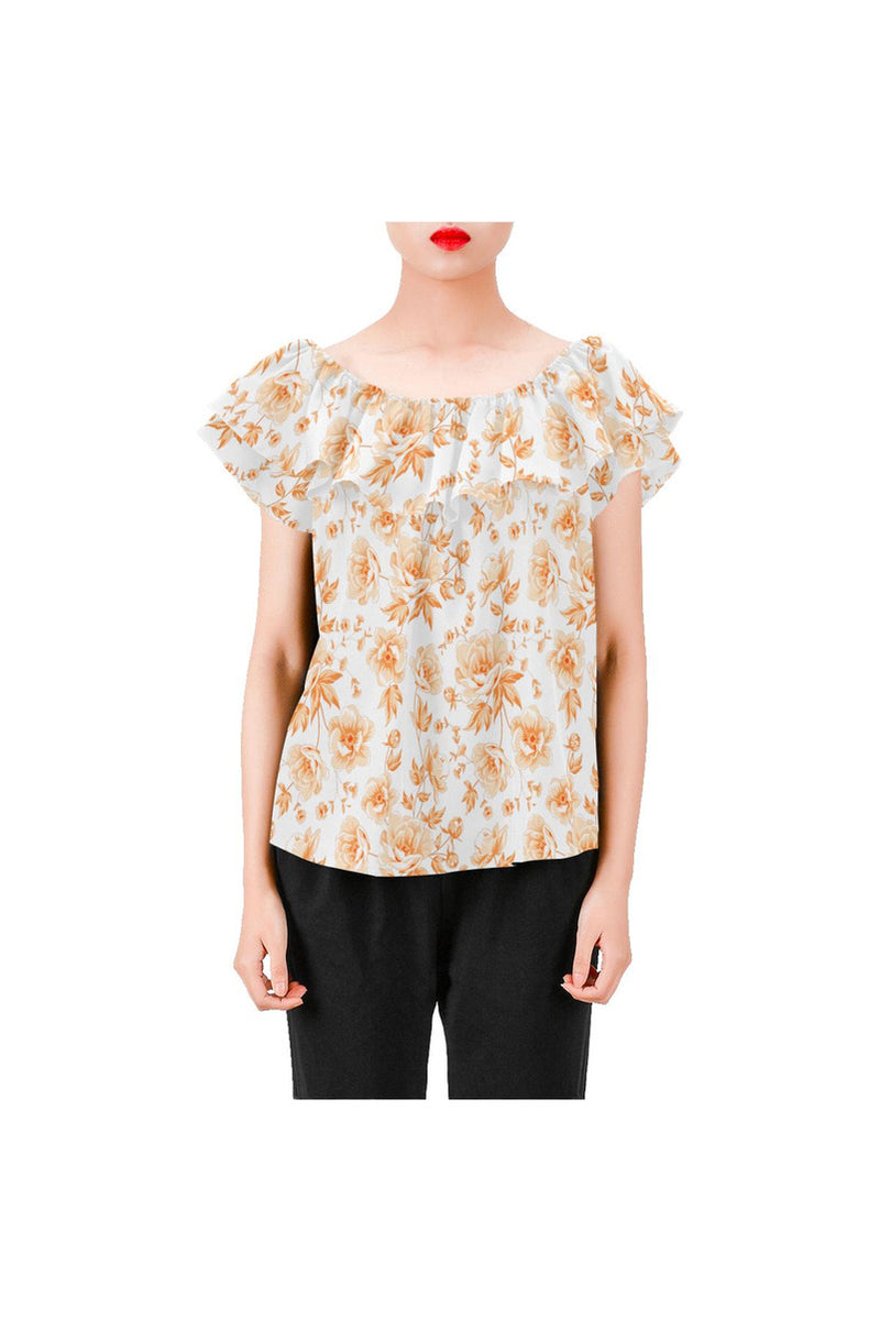 Amber Meadows Women's Off Shoulder Blouse with Ruffle (Model T29) - Objet D'Art