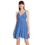Polkadots Spaghetti Strap Sleeveless Falred Hem Short Dress - Objet D'Art