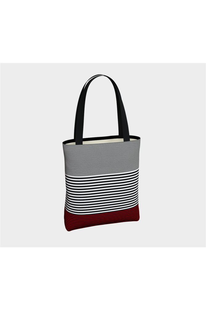 Red Accented Striped Tote Bag - Objet D'Art