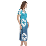 Puff Sleeve Split Thigh Midi Dress - Objet D'Art