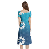 Puff Sleeve Split Thigh Midi Dress - Objet D'Art