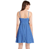 Polkadots Spaghetti Strap Sleeveless Falred Hem Short Dress - Objet D'Art