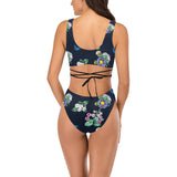 floral print butterfly 4 Cross String Bikini Set (Model S29) - Objet D'Art