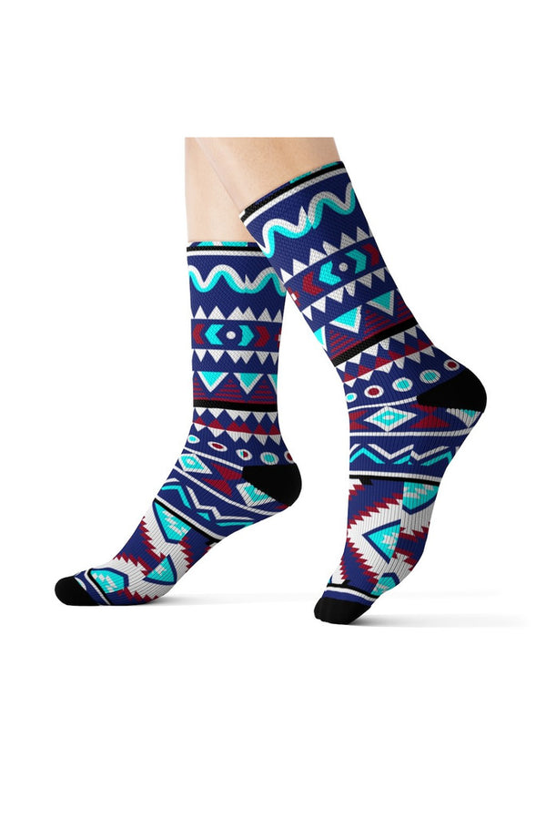 Aqua Aztec Sublimation Socks - Objet D'Art
