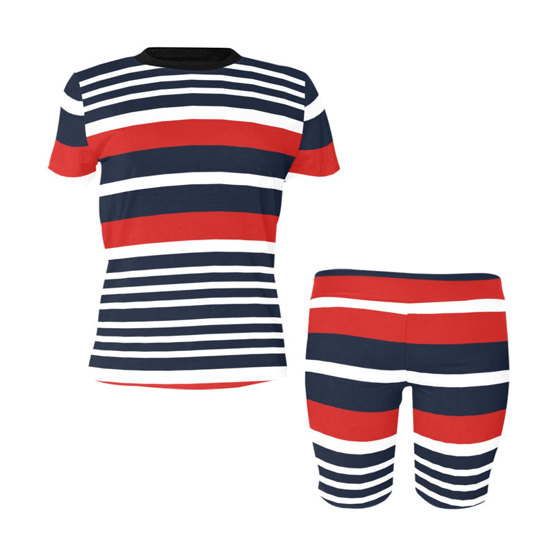 striped 2 d47 back Women's Short Yoga Set - Objet D'Art