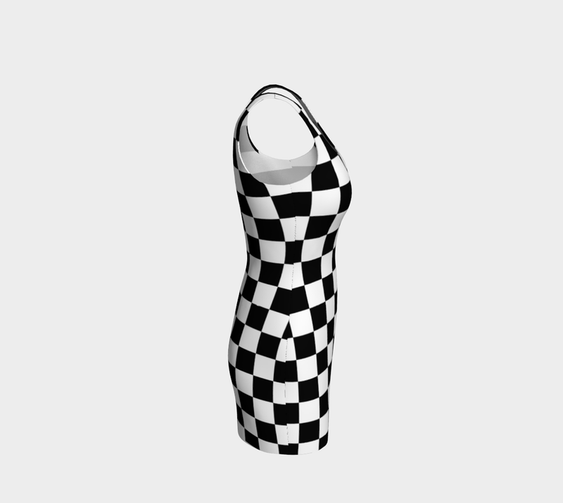 Checkered and Striped Bodycon Dress - Objet D'Art