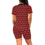 Heart Print Yoga Set Waist Band Women's Short Yoga Set - Objet D'Art