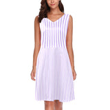lavender striped Chryseis Sleeveless Pleated Dress(Model D07) - Objet D'Art