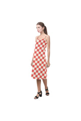 Coral Orange Checker Alcestis Slip Dress (Model D05) - Objet D'Art