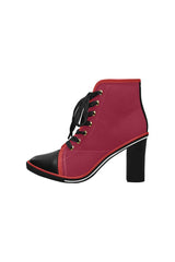 Jester Red Women's Lace Up Chunky Heel Ankle Booties - Objet D'Art