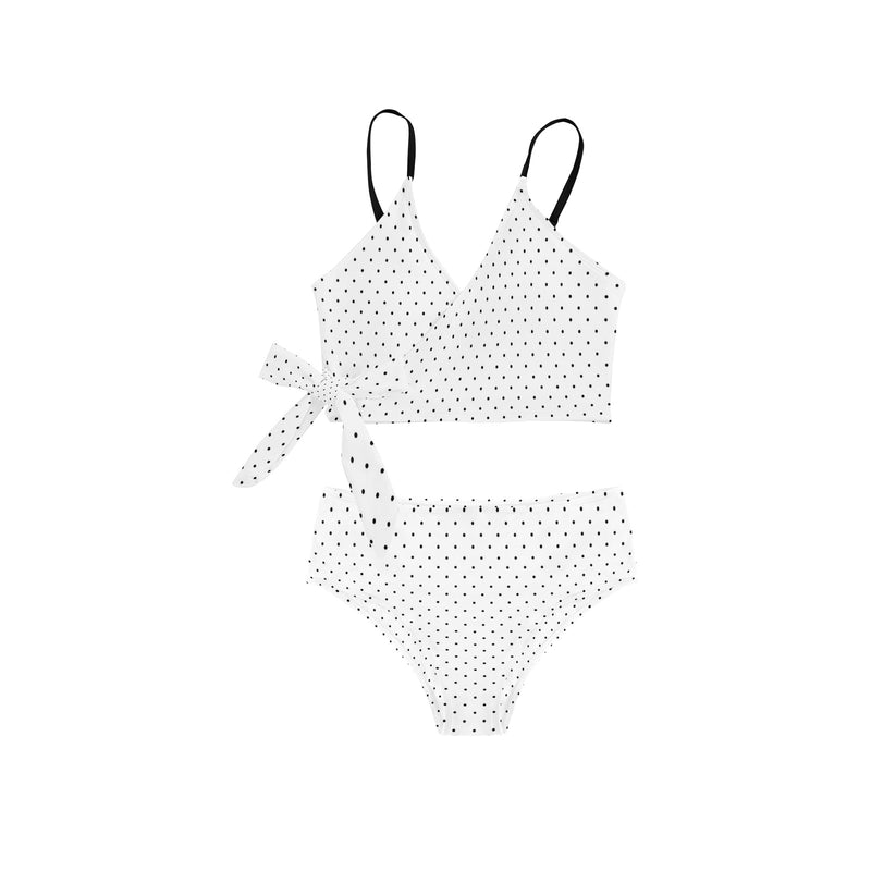bw polka dot print copy Knot Side Bikini Swimsuit (Model S37) - Objet D'Art