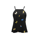 butterfly blue small print 3 Loose Fit Halter Neck Top (Model T68)