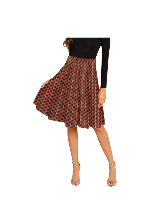 Grid Print Melete Pleated Midi Skirt - Objet D'Art