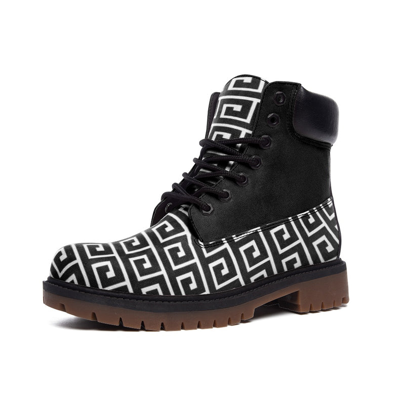 Greek Key Casual Leather Lightweight boots TB - Objet D'Art