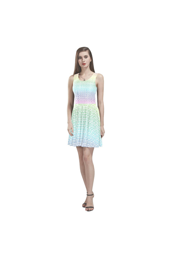 Greek Key Rainbow Thea Sleeveless Skater Dress - Objet D'Art Online Retail Store