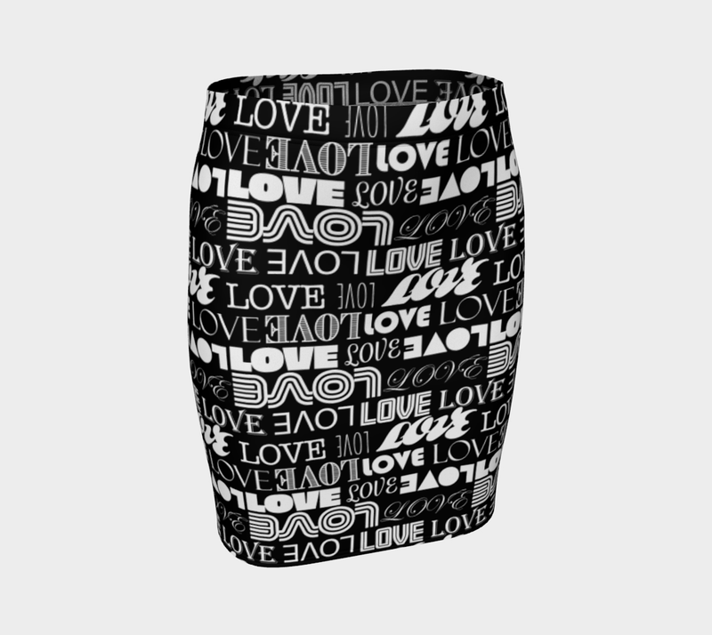 Love Print Fitted Skirt - Objet D'Art