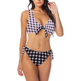 lav 3 print 3A Bow Tie Front Bikini Swimsuit (Model S38) - Objet D'Art