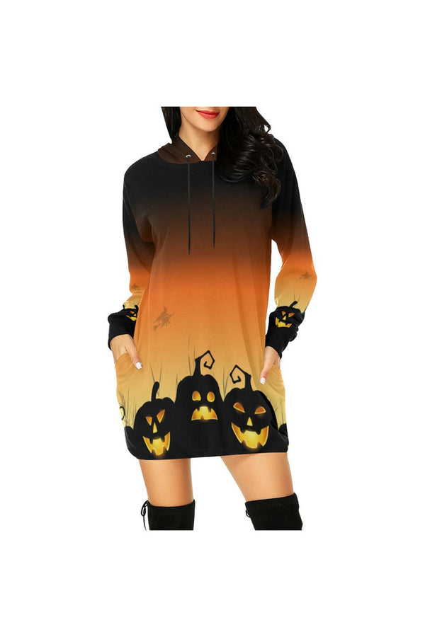 pumpkin patch copy 2 All Over Print Hoodie Mini Dress (Model H27) - Objet D'Art
