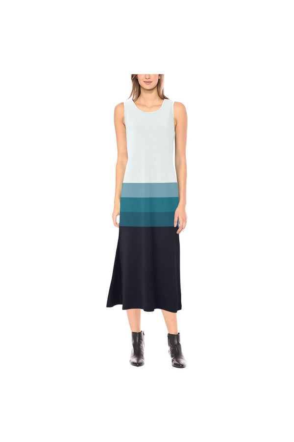 Three Color Band Phaedra Sleeveless Open Fork Long Dress - Objet D'Art