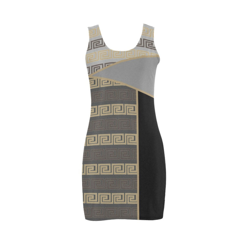 key greek bronze print 2A Medea Vest Dress (Model D06) - Objet D'Art