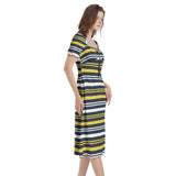 Puff Sleeve Split Thigh Midi Dress - Objet D'Art