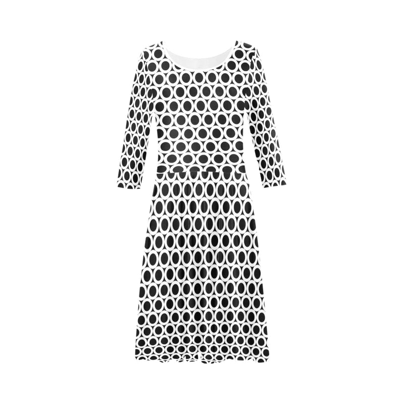 circle black print 5 Tethys Half-Sleeve Skater Dress(Model D20) - Objet D'Art