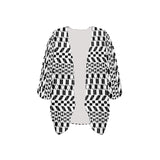 bw print A2 geometry Women's Kimono Chiffon Cover Up (Model H51) - Objet D'Art