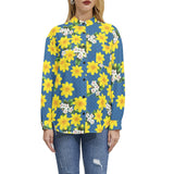 Floral Sunrise Long Sleeve Button Up Casual Shirt Top - Objet D'Art