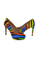 Colorful Zebra Print Women's High Heels - Objet D'Art