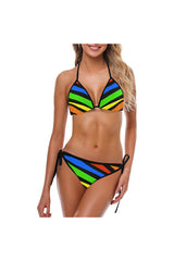Spectral Zebra Print Custom Bikini Swimsuit (Model S01) - Objet D'Art