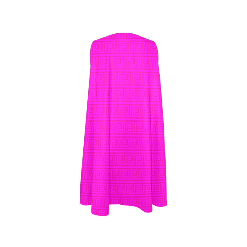 fuchsia greek key offset print Sleeveless A-Line Pocket Dress (Model D57) - Objet D'Art